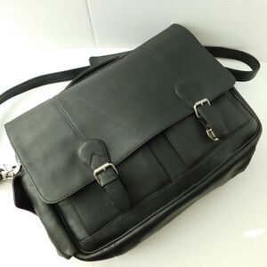 MUNDI Leather Briefcase Messenger Shoulder Bag Laptop  Black Mens Genuine NWT